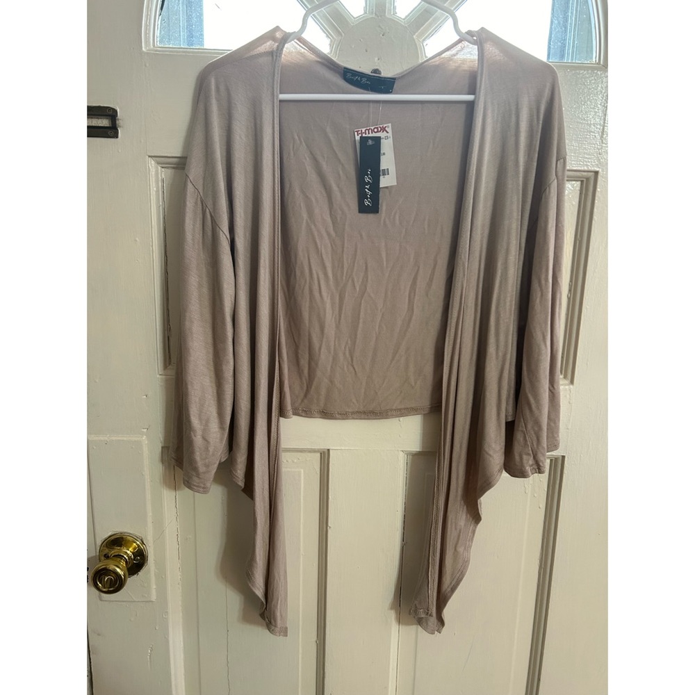 Brown Soft Tie-Front Shrug